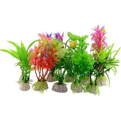 10Pcs Fish Tank Aquarium Decor Green Artificial Plastic Underwater Grass Plants Aquarium Accessories Decor Safe Plastic