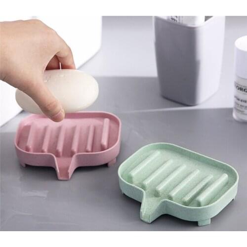 10PCS Household products Portable Wheat straw Material Soap Dish Shower Case Holder Container Storage Box Drainable soap box