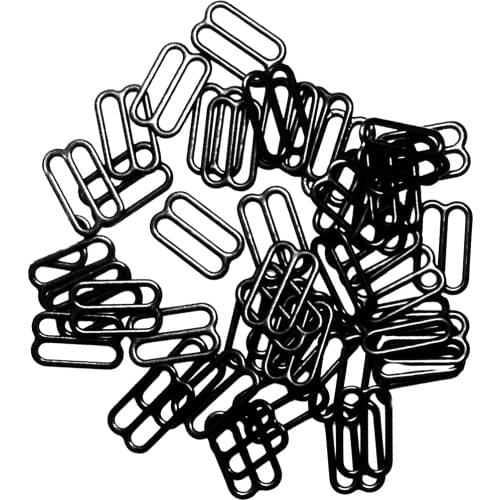 100pcs Metal Bra Lingerie Strap Sewing Clip Hook Eye Slider Black 25mm