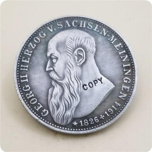 1826+1914) Duchy of Saxe-Meiningen 1915 Germany 3 Mark - Bernhard III COPY COIN