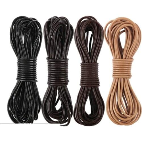 2 Meters/lot Black Brown Round Real Genuine Leather Cord Rope String 1-4mm for DIY Leather Necklace Bracelet Jewelry Materials