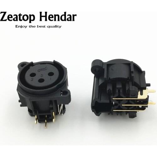 2Pcs Gold XLR 3Pin Female Right Angle Chassis PCB Panel Socket Connector for Mic