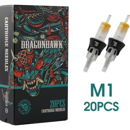 20pcs/box M1 Dragonhawk Tattoo Needles Cartridge with Silicone Case Permanent Makeup Needles 0.35MM
