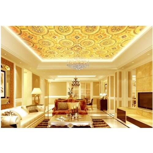 3d murals wallpaper custom Classic elegant decorative pattern golden zenith ceiling murals wallpaper