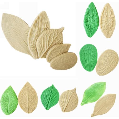 5pcs/set Fondant Cake Decorating Tools Leaf Silicone Molds Mould Baking Kitchen New