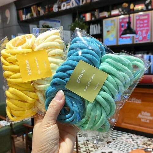 50Pcs/Set Girls Gradient Color Seamless Hair Rope Color Rubber Band High Elastic Candy Hair Ring