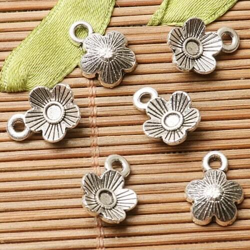 50pcs dark silver color flower design charms EF2823