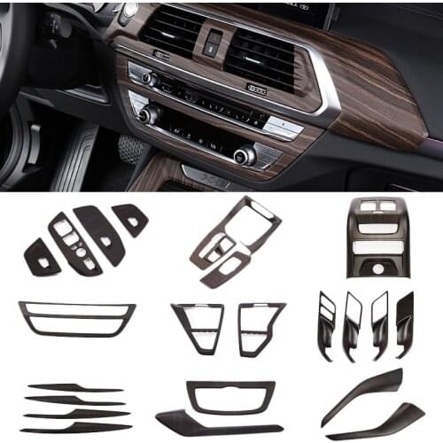 Car Interior Peach Wood For BMW X3 X4 G01 G02 Car Door Center Console Gear Film Central Air Conditioning Navigation Frame Trim