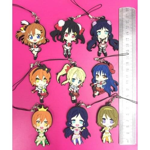 Love Live Anime keychain Kotori Nico Rin Umi Maki Chika Dia Riko Yoshi kc Kunikida Kanan Rubber strap/phone charms G654