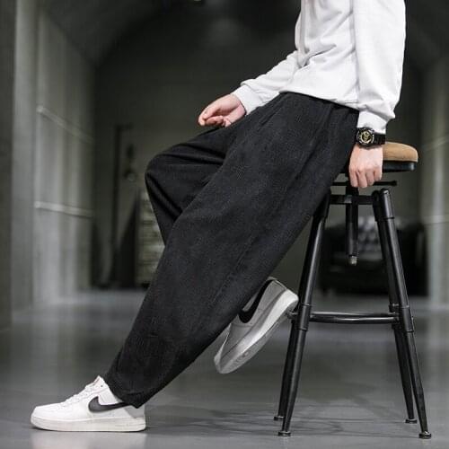 Mens Pants Autumn Winter Chinese Style Casual Pants Harlan Pants Wide Leg Pants Corduroy Pants Mens Trousers Plus Size