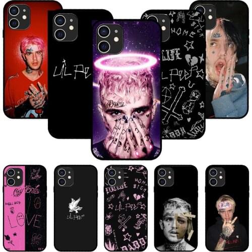 For iPhone 11 12 8 Plus Mini Pro X XR XS Max 4 5 7 6 6S 8 SE Phone Case Black Cover Etui Tpu Bumper Luxury Popular LIL PEEP