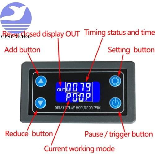 DC12V LED Digital Time Delay Relay Module Programmable Timer Relay Control Switch Timing Trigger Cycle with Case for Indoor