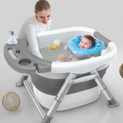 Baby Bathtubs for Infants Childrens Folding Bath Bucket Multifunctional Bathtub Large 0-15 Growth Stage Bathtub WY72906