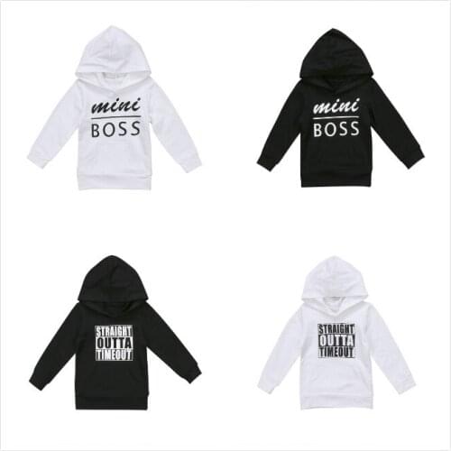 Focusnorm 0-5T Baby Boy Girl Mini Boss Hoodie Tops Toddler Hooded Sweater Casual Hoodies with Pocket Outdoor Outfit