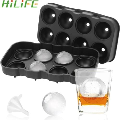 HILIFE 8 Cavity Silicone Ice Cube Ball Maker Mold Ice Mold Kitchen Tools Ice Sphere Mold With Funnel Bar Accessiories