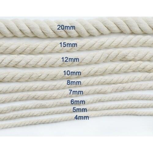 5mm-20mm Cotton Rope Thick Cotton Cords For Home Decorate DIY Handmade Strengthen Accessories Rope 10 Meters