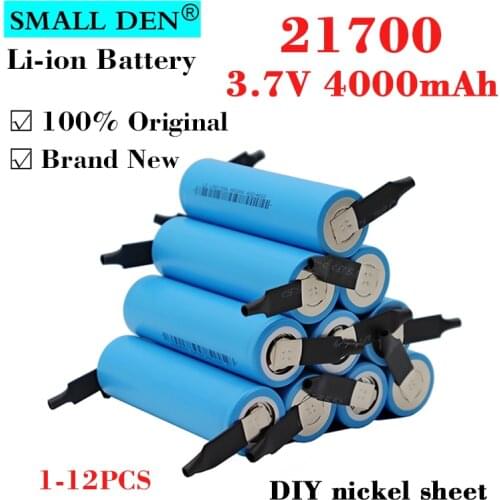 3.7V 21700 4000mAh Li-ion Battery 40A Discharge Current High Capacity Protected Flat Top for E-Bike DIY Nickel sheets