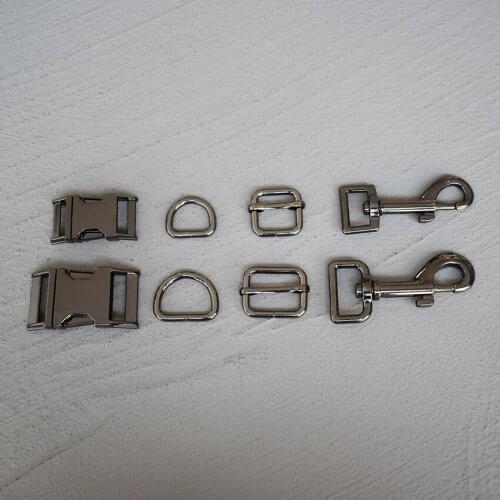 100 Sets 15/20/25mm Metal D Ring Adjuter Strap Buckle Slider Adjustment Buckle For Pet Dog Collar Necklace Handmade Gun Black