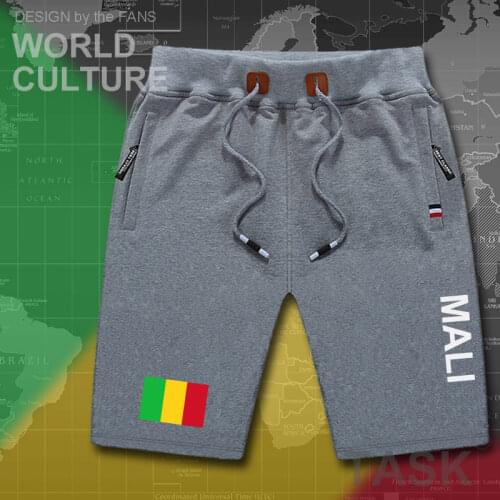 Republic of Mali mens shorts beach man mens board shorts flag workout zipper pocket sweat bodybuilding 2017 cotton MLI Malian