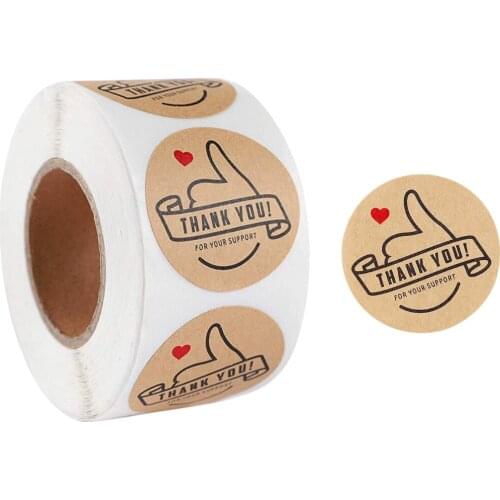 Thank You Sticker Package Adhesive Laser Red Love Heart Envelope Decoration Party Gift Stickers 500pcs/roll