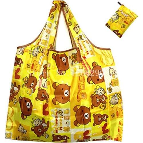 New Fashion Rilakkuma Girls Woman Cartoon Big Fold Shopping Bags For Children