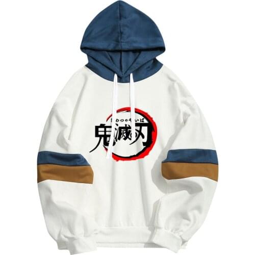 New Fashion Splicing Demon Slayer Hoodies Men Streetwear Demon Slayer Sweatshirt Men Women Spring Autumn Hip Hop Hoodie Pullover