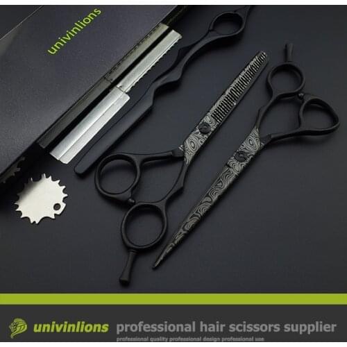 6" black damascus style haircut shears hairdressing scissors professional japan hair scissors high quality pro hair clipper kids