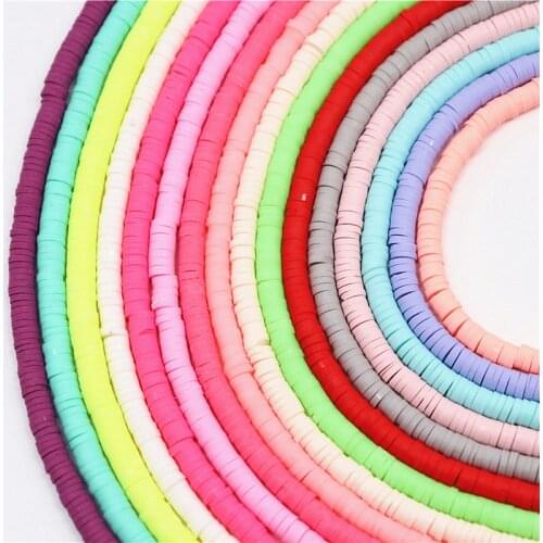 16Inch 4mm DIY Jewelry Findings Polymer Clay Beads Rubber Spacer Beads for Boho Jewelry Making Bracelet Accessory