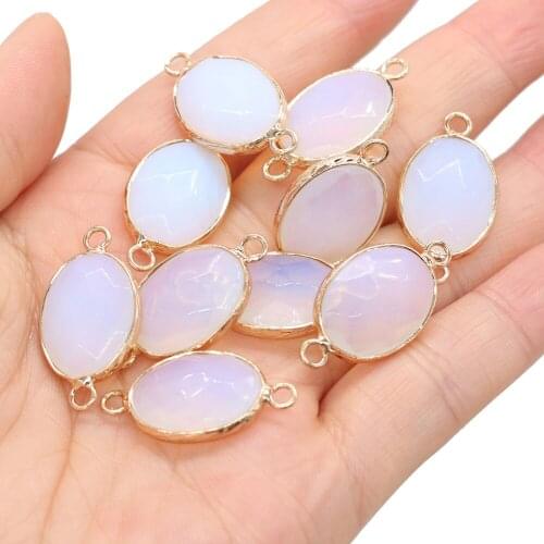 100% Natural Stone Opal Pendants Gold plated Faceted Connector for Jewelry Making DIY Necklace Bracelet Women Gifts