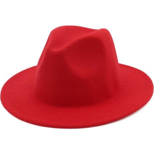 X3004 Unisex Woolen Hat Womens Fedora Hat Fashion British Style Pepper Choking Mouth Caps Large Brimmed Light Board Hat