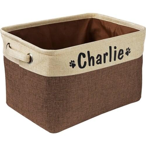Pet Dog Toy Storage Foldable Basket Cotton Linen Fabric Collecting Bag Dog Canvas Bag Cat Accessories Pet Supplies