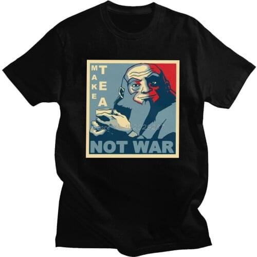 Gorgeous Men T-Shirts Iroh Make Tea Not War Avatar The Last Airbender Shirt Short Sleeves Soft Cotton Tee Tops Anime Aang Tshirt