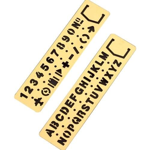 Vintage Brass Bookmark Ruler Multi-function Drawing Ruler Template Ruler Digital Letter Empty Hand Ruler Ruler