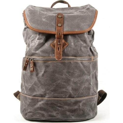Vintage Canvas Backpacks For Men Travel Casual Cylindrical Big Schoolbag Drawstring School Bags For Teens Boy Laptop Backpack