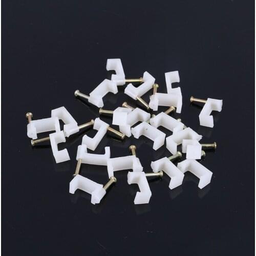 100 Flat Cable Wire Clips 4/6/7/8/10 mm Cable Management RG6 CAT6 RJ45 Electrical Wire Cord Tie Holder Circle Cable Clips White
