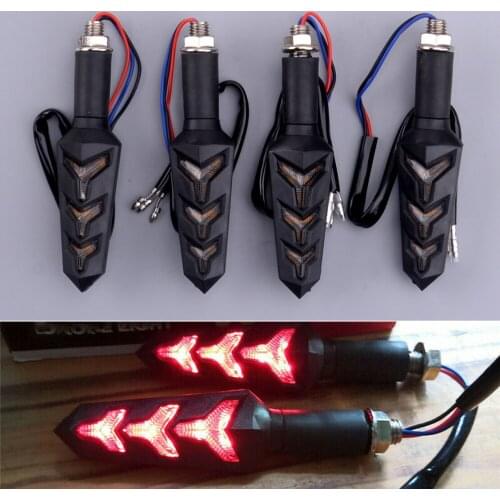 4Pcs Universal LED Smoke Lens Turn Signal Light Indicator Lamp 12V Motorcycle Bike For Blinker Scooter Off Road Fish Bone Style