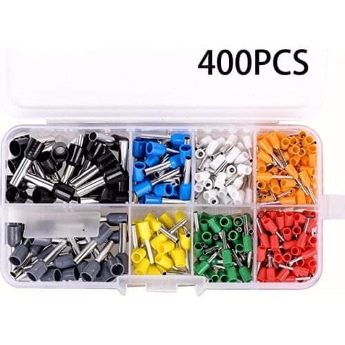 400pcs AWG 22 - 10 Insulated Cord Pin End Terminal Ferrules Kit Set Wire Copper Crimp Connector