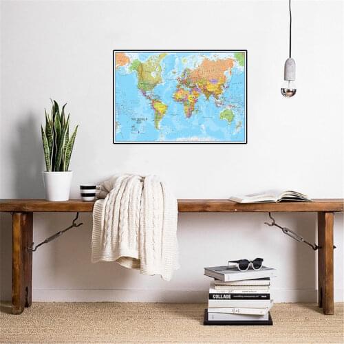 59*42 cm The World Political Map Canvas Painting Wall Art Poster Office Classroom Home Decoration School Supplies