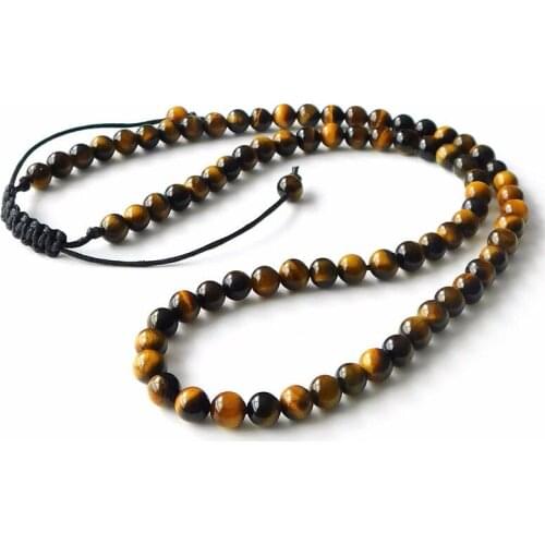 8mm Fashion Mens Women Lava Stone Tigers Eye Yoga Beaded Necklace jade