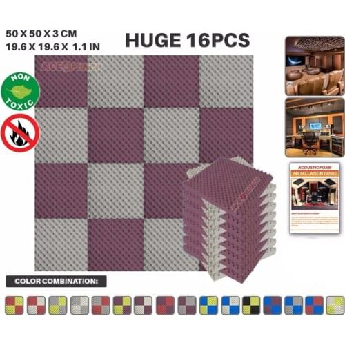Arrowzoom 50*50*3 cm (19.6*19.6*1.1 in) Egg Crate Convoluted Studio Foam Panel Acoustical Treatment 16 pcs Bundle KK1052