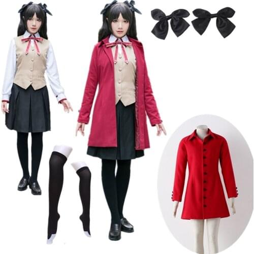 Fate Stay Night Tohsaka Rin Cosplay Womens clothing Costume Set Halloween