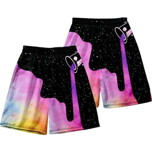 Pouring milk star paint bucket Summer Breeches Shorts Casual Bermudas 3D Men Boardshorts Homme Brand Clothing Beach Shorts