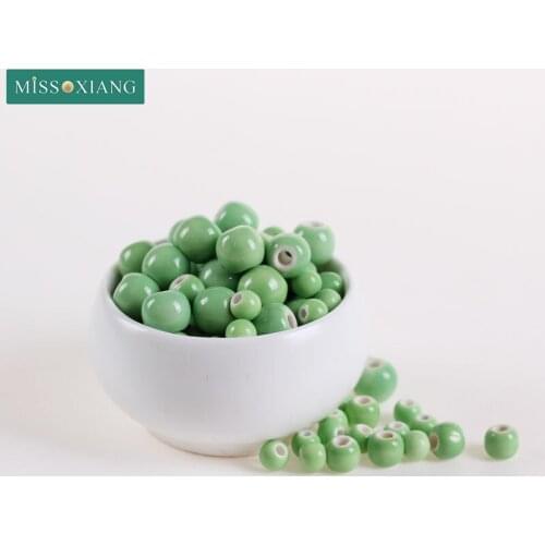 50pcs/lot 6-10mm High-quality Round Ceramic Beads DIY/Handmade Porcelain Bead Spacer Green Beads for Jewelry Making 2019 New