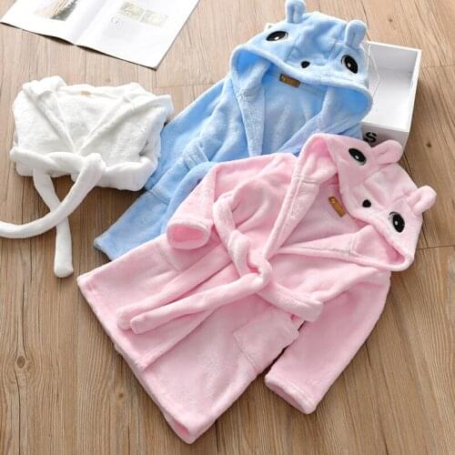 Childrens bathrobes autumn and winter girls shower clothes flannel nightgown kids clothes boys sleep pajam