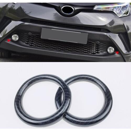 For Toyota C-HR 2016 2017 2018 Exterior Front Fog Light Lamp Decor Trim 2pcs Carbon Fiber Style Car Accessories Car Styling