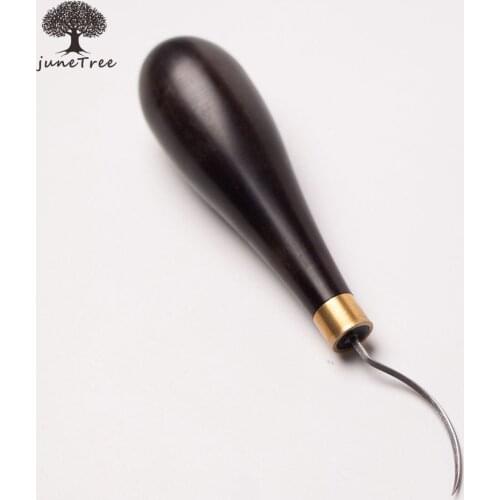 Junetree Stitching curved Awl DIY Wood Handle Drill Awl Round Solid Tool for Leather Craft Puncher Drills Sewing Lines Pick Awl