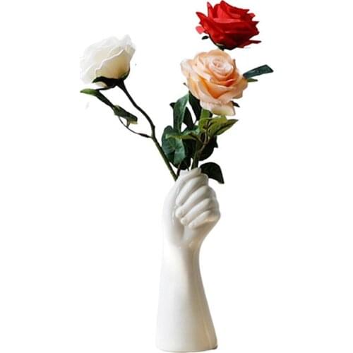 Ceramic Flower Vase Nordic Hand Shape Sculpture Vase Lucakuins Flower Planter Pot Ornaments Flower Arrangement Decor for Home