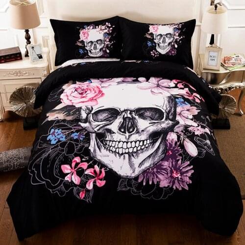 3D Luxury skull Bedding set polyester skull Duvet Cover Bed Set Single Twin queen king size