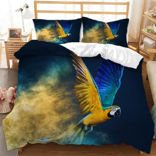 Colorful Parrot Quilt Cover Pillowcase Beddings Bed Cover For Single Double Bed Queen King Bed Set Black Duvet Cover Set Custom