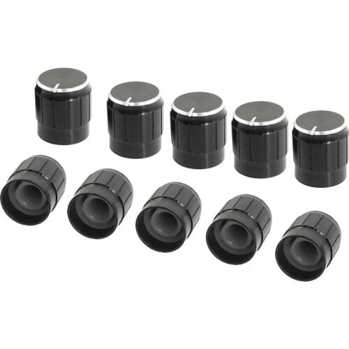 LIXF HOT 10 Pcs Black Metal 6mm Knurled Shaft Potentiometer Control Knobs